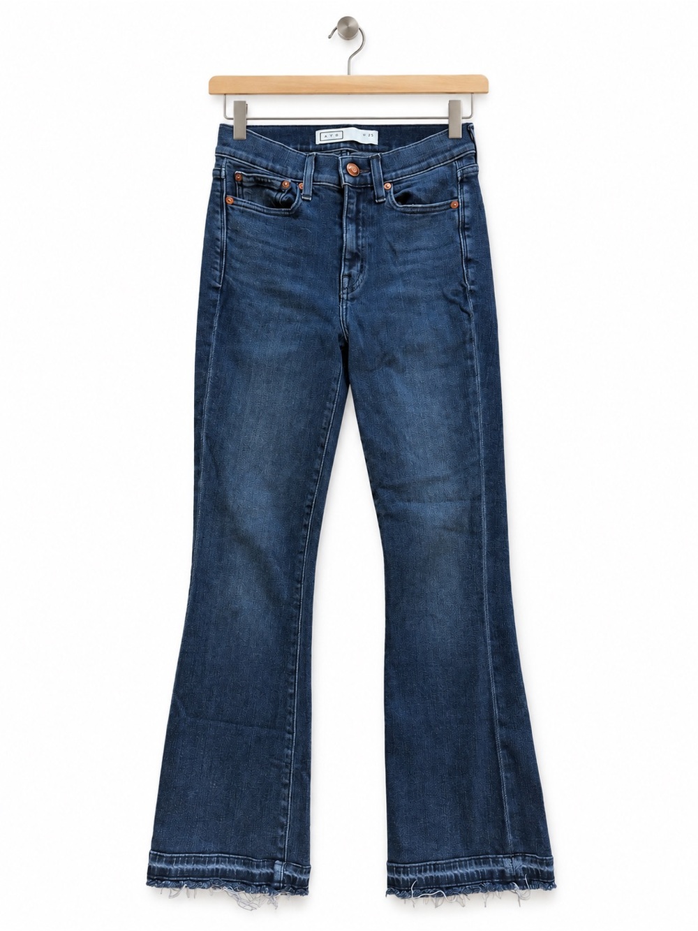 AYR Superba Dark Blue Flared Jeans Wide Leg Denim Mid Rise Women's Size 25